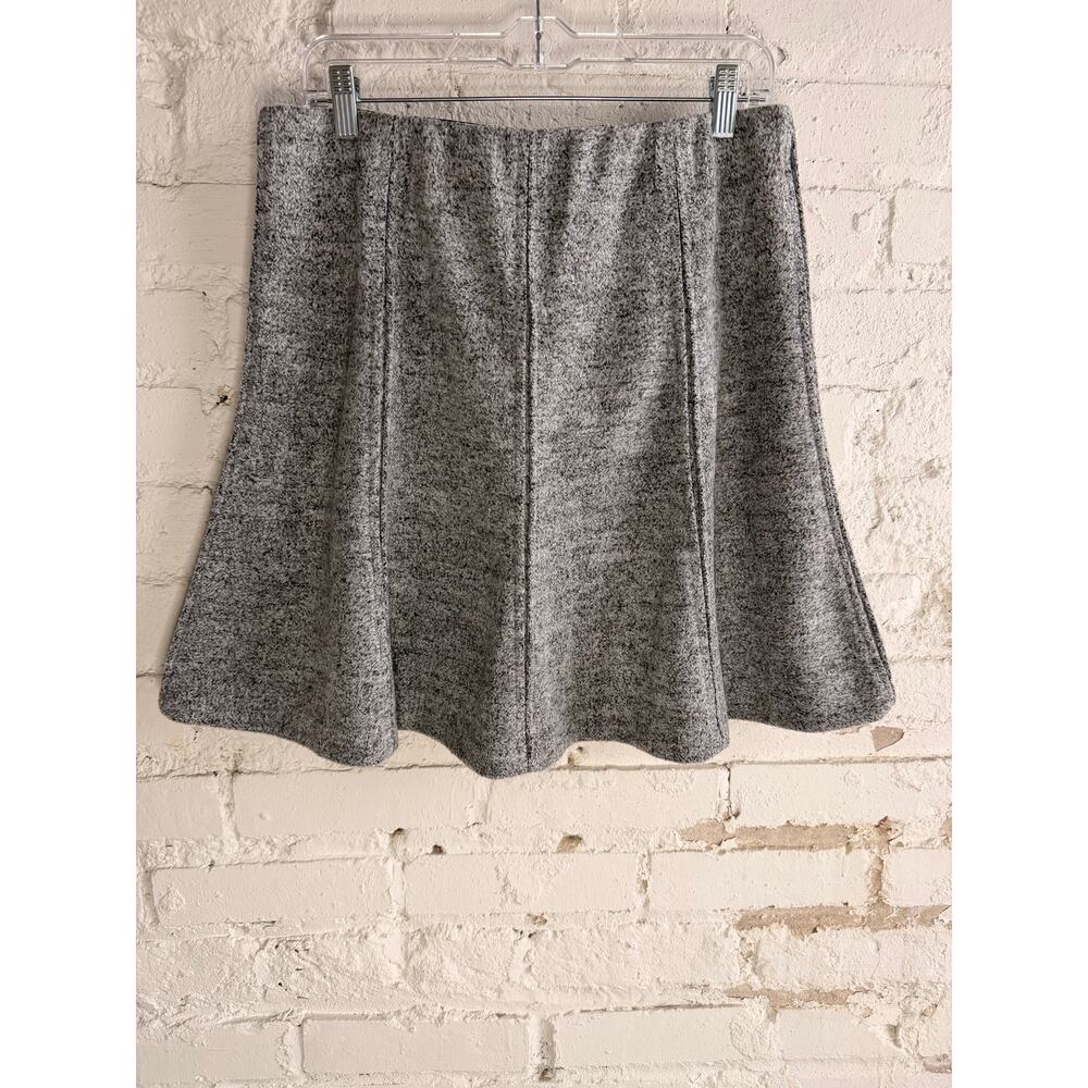 LOFT Gray A-Line Skirt Size M Wool Blend Textured Flared Knee Length